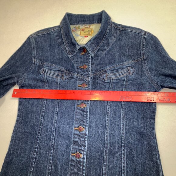 MINT SCULLY M WOMEN BLUE JEAN DENIM WESTERN JACKET Panel Inserts Cowgirl Rodeo - Picture 8 of 12